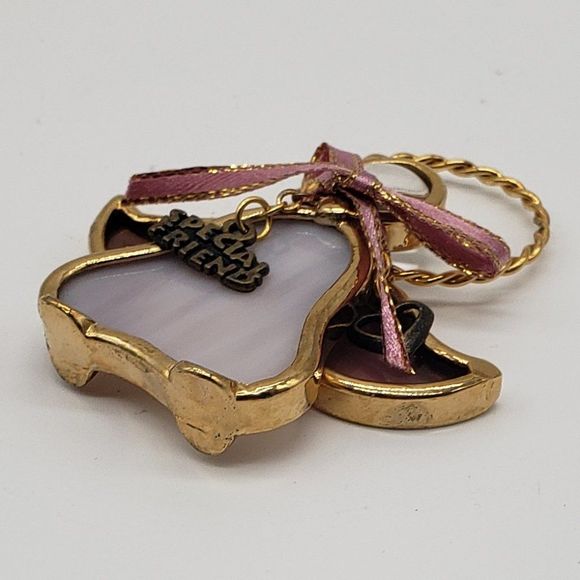 𝅺Stained Glass Pink White Clear Gold Special Friend Angel Ornament - Picture 6 of 12